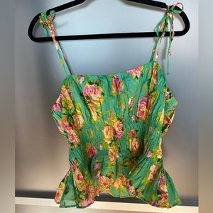 Tie-front voile camisole in rose garden